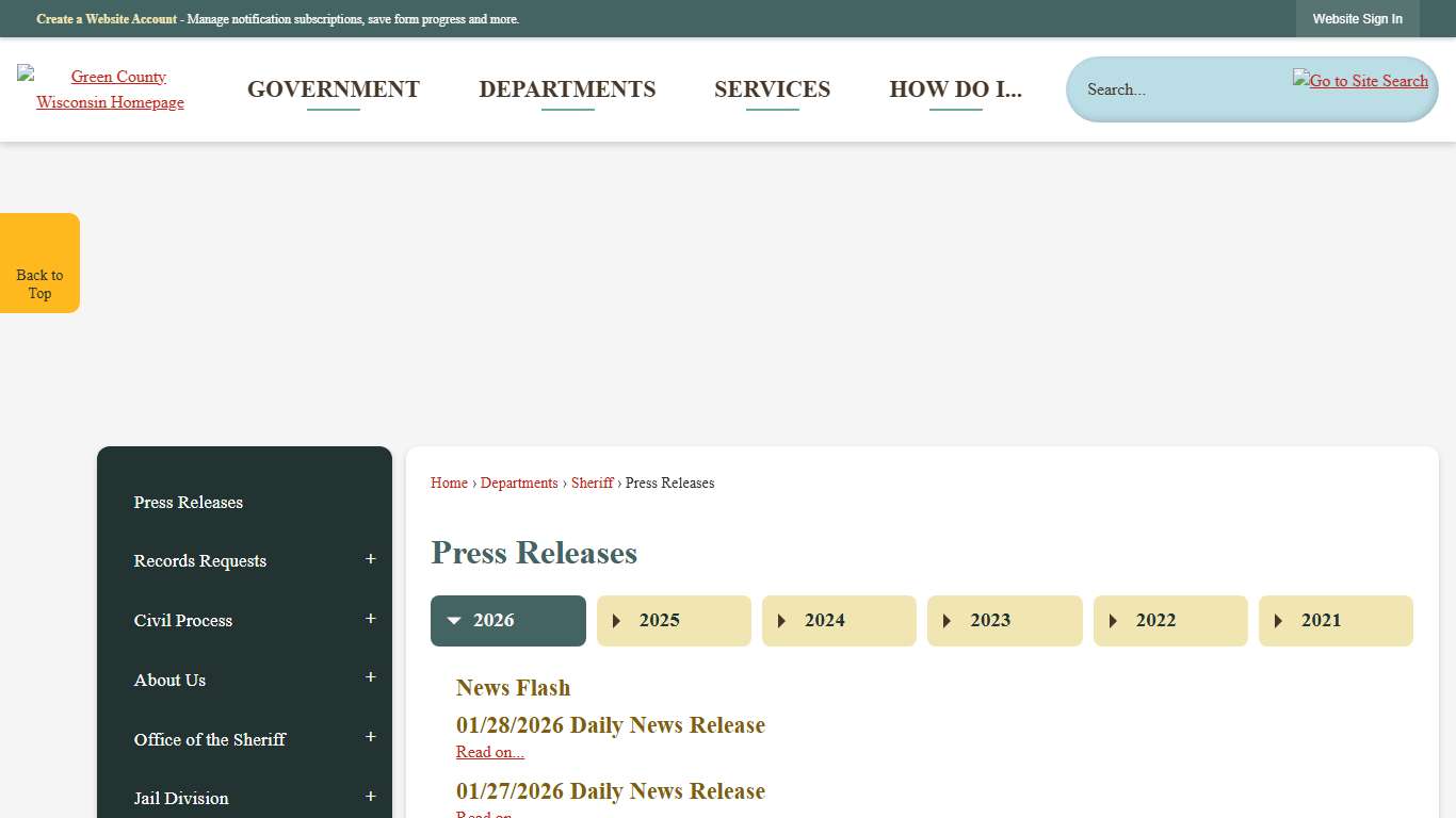 Press Releases Green County, WI